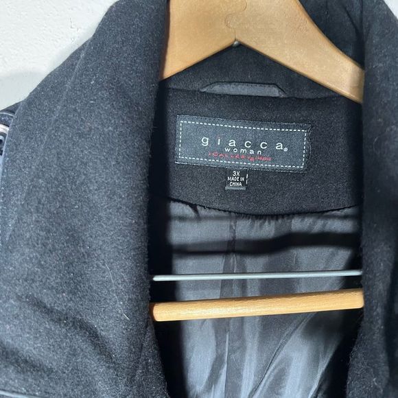 Long Peacoat Style sz 3X Giacca Gallery woman Black wool blend - Picture 8 of 10